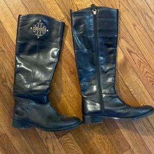 Tory Burch Black Riding Boots size 8